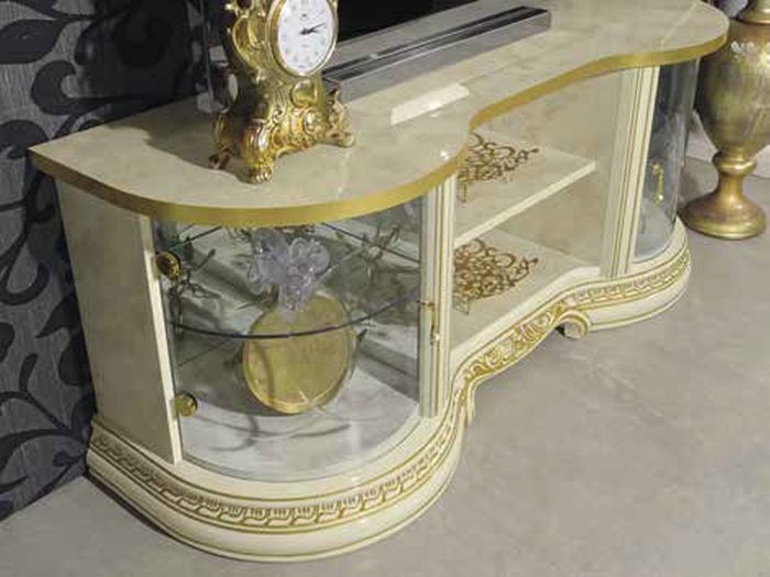 Product photograph of Camel Leonardo Day Ivory High Gloss And Gold Italian Tv Cabinet from Choice Furniture Superstore.