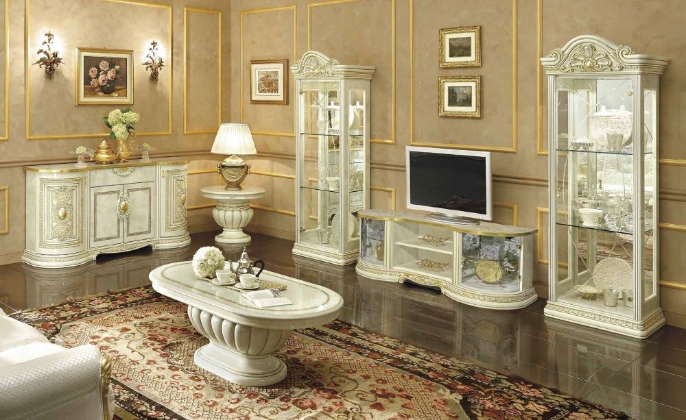 Product photograph of Camel Leonardo Day Ivory High Gloss And Gold Italian Tv Cabinet from Choice Furniture Superstore.