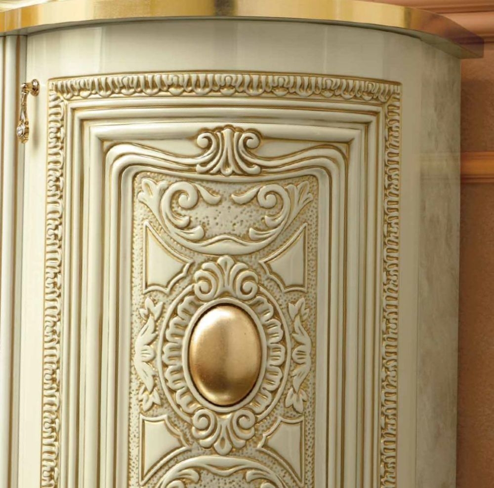 Product photograph of Camel Leonardo Ivory Gloss And Gold Italian Corner Display Cabinet from Choice Furniture Superstore.