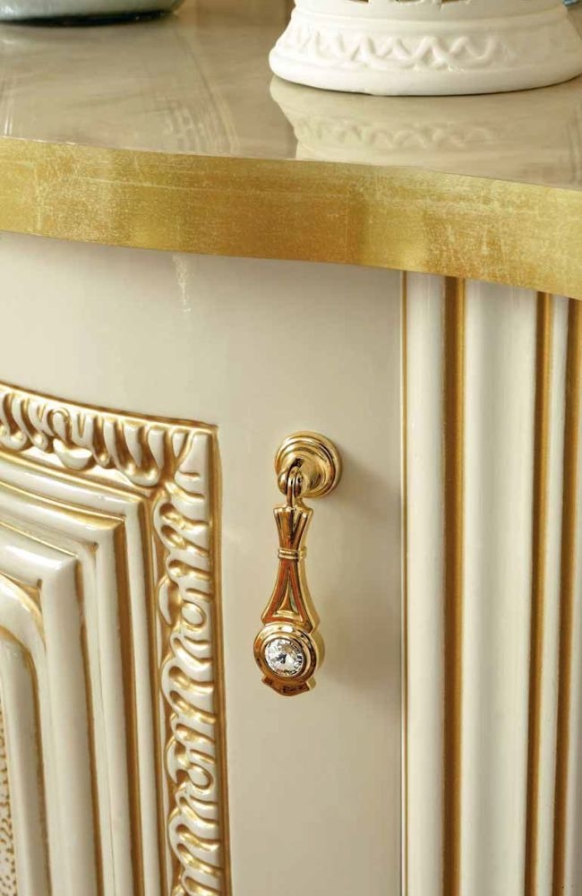 Product photograph of Camel Leonardo Ivory Gloss And Gold Italian Corner Display Cabinet from Choice Furniture Superstore.