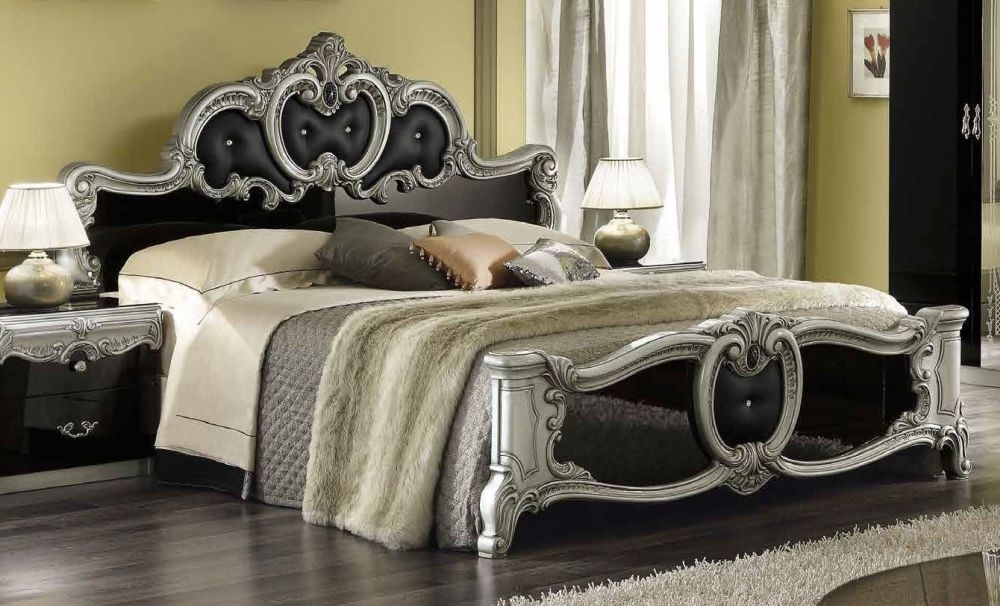 Product photograph of Camel Barocco Black And Silver Italian Bedroom Set With King Size Bed from Choice Furniture Superstore.