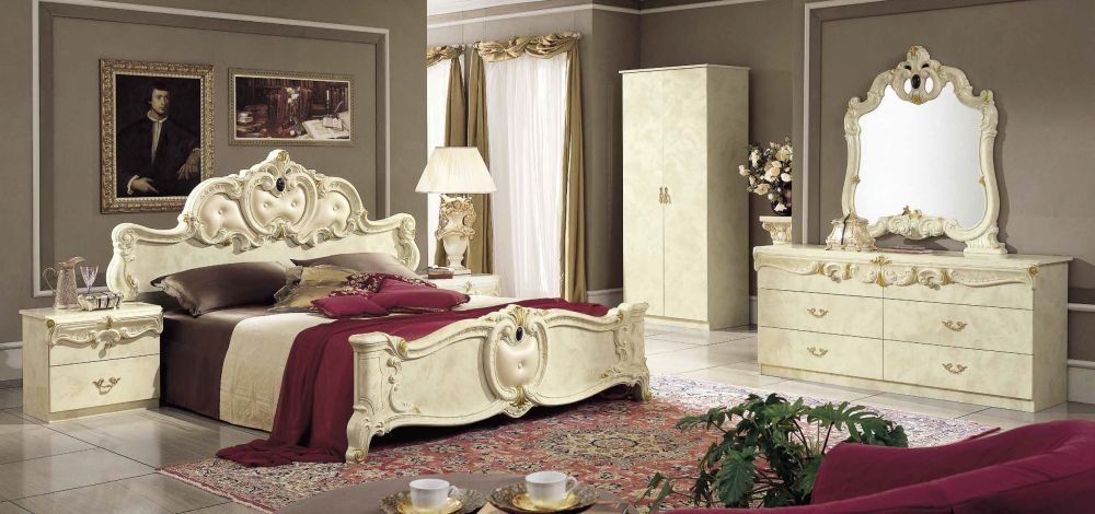 Product photograph of Camel Barocco Ivory Italian Leather Bed from Choice Furniture Superstore.