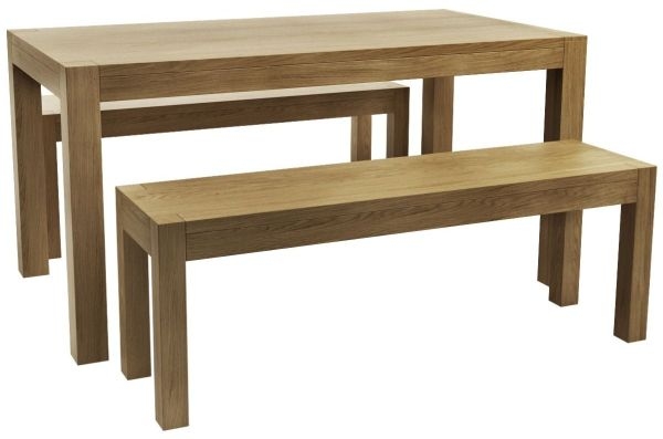 Product photograph of Sims Oak Dining Bench from Choice Furniture Superstore.