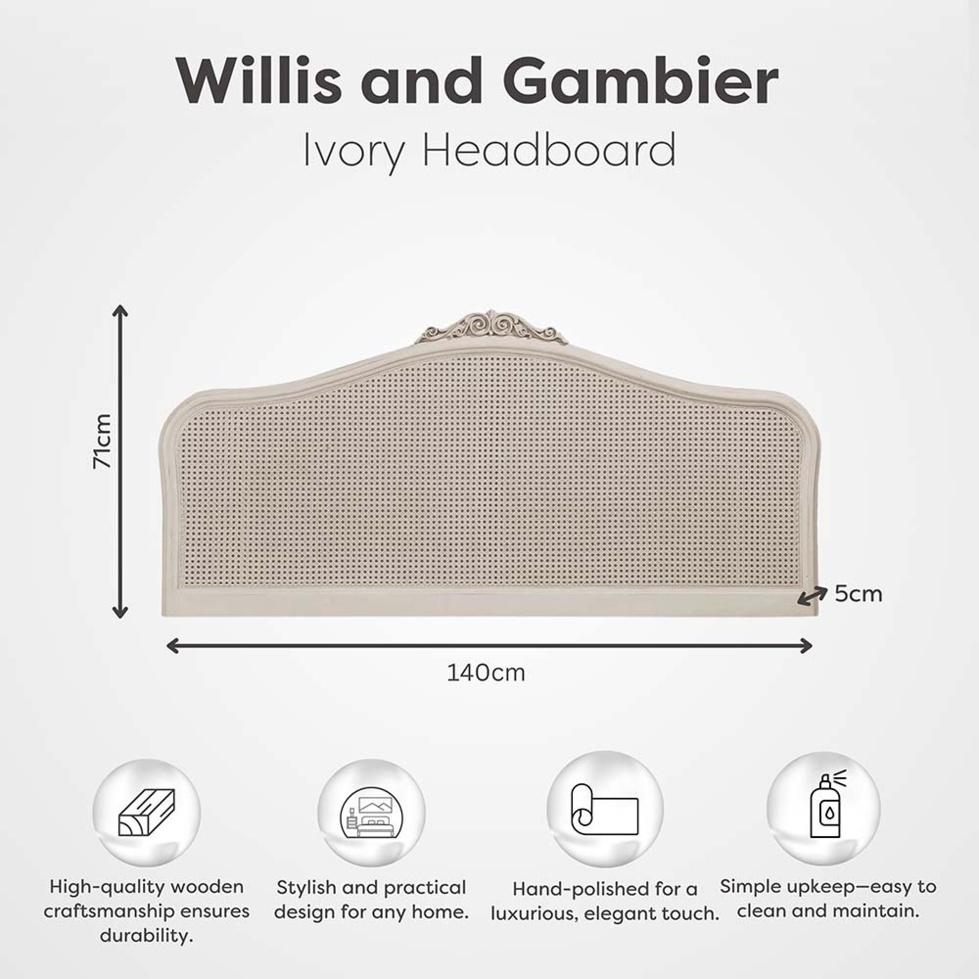 Product photograph of Willis And Gambier Ivory Headboard - Sizes Available from Choice Furniture Superstore.