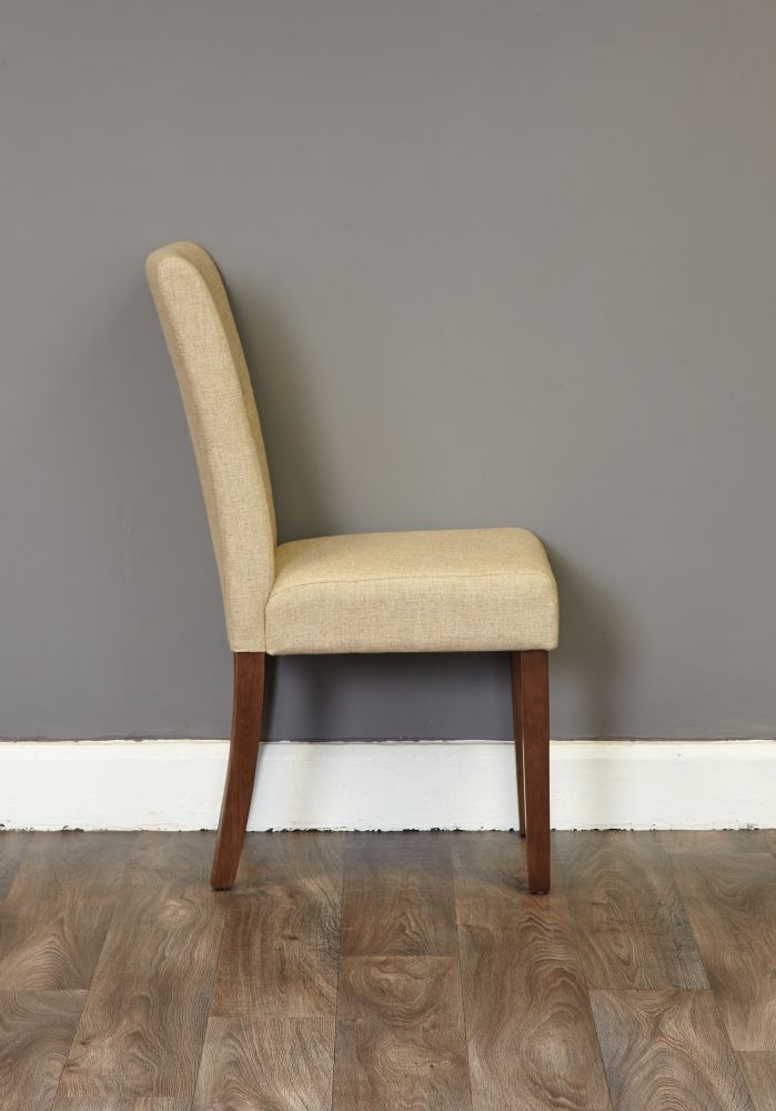 Product photograph of Shiro Walnut Biscuit Fabric Dining Chair Sold In Pairs from Choice Furniture Superstore.