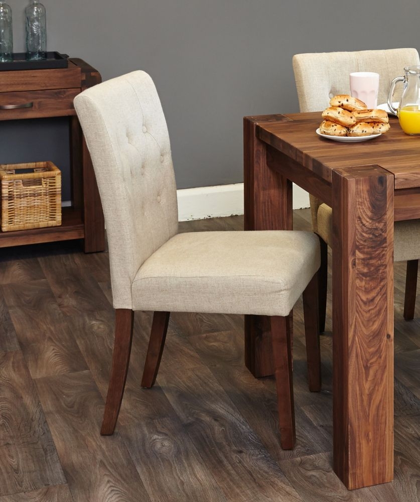 Product photograph of Shiro Walnut Biscuit Fabric Dining Chair Sold In Pairs from Choice Furniture Superstore.