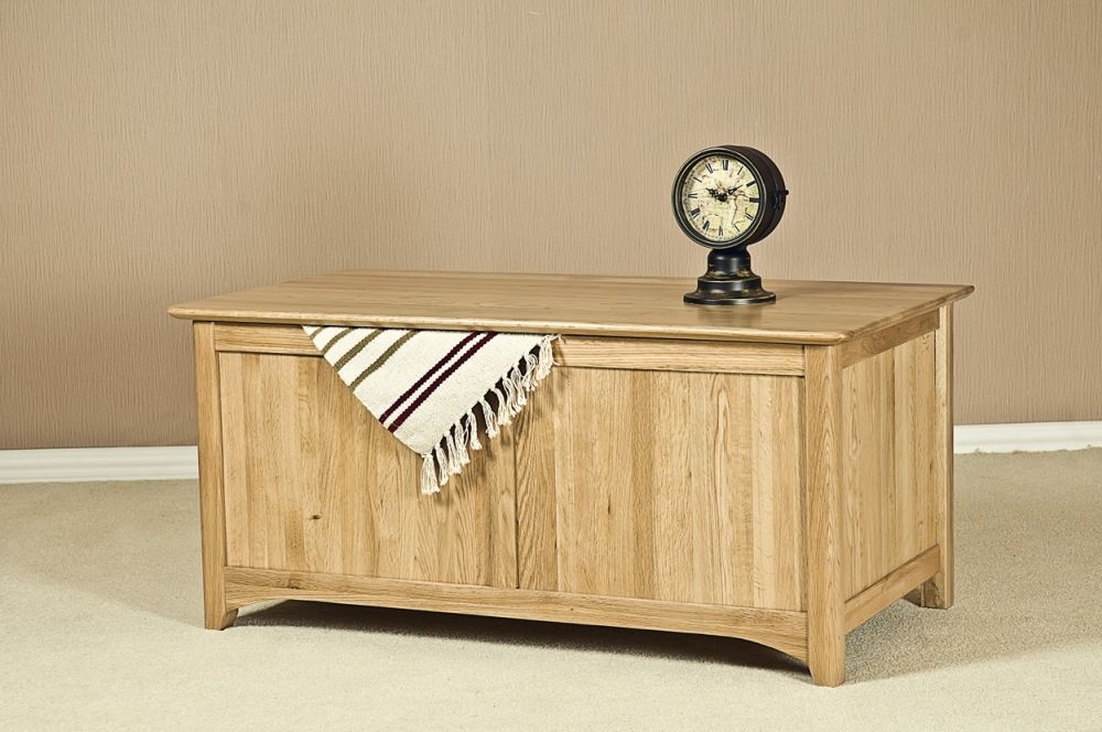 Product photograph of Shaker Oak Blanket Box from Choice Furniture Superstore.