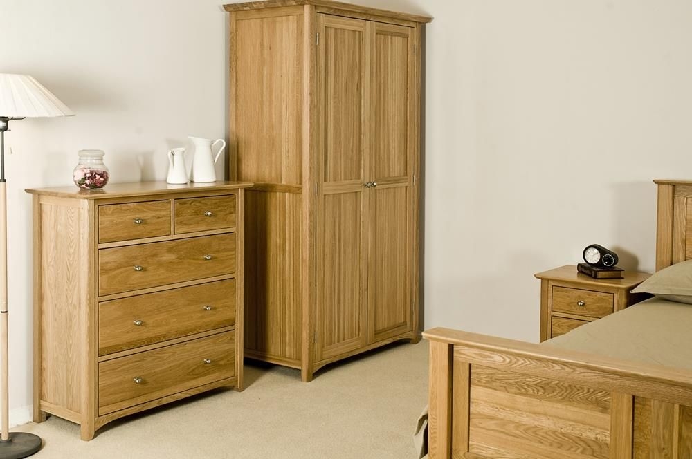 Product photograph of Shaker Oak 2 Door Wardrobe from Choice Furniture Superstore.