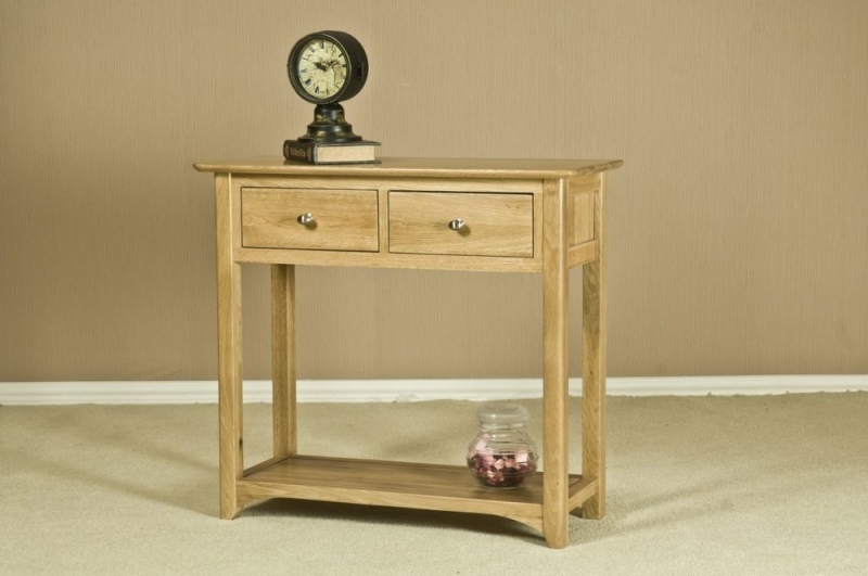 Product photograph of Shaker Oak Console Table from Choice Furniture Superstore.