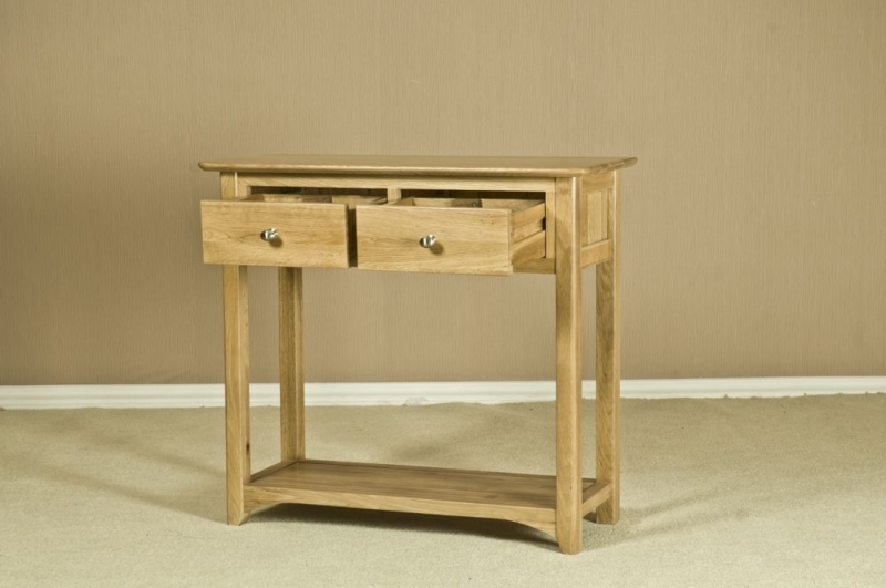 Product photograph of Shaker Oak Console Table from Choice Furniture Superstore.