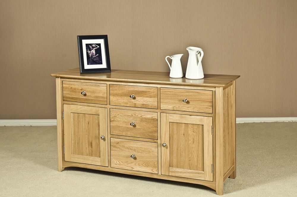 Product photograph of Shaker Oak Wide Sideboard from Choice Furniture Superstore.