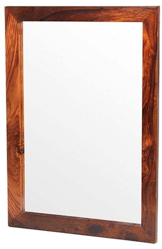 Product photograph of Cube Honey Lacquered Sheesham Rectangular Mirror - 75cm X 105cm from Choice Furniture Superstore.
