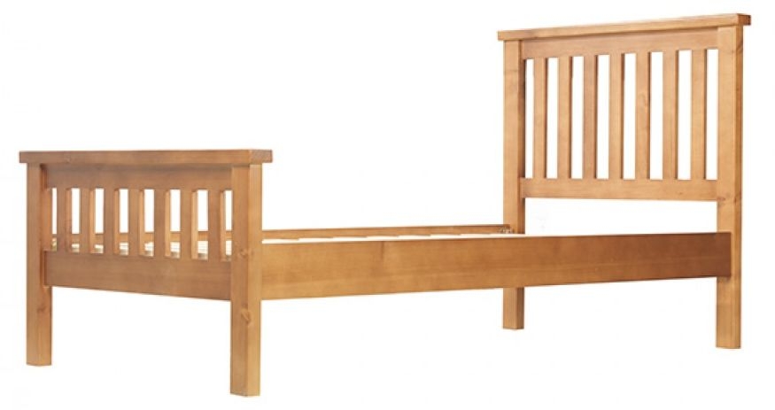 Product photograph of Churchill Waxed Pine Bed Frame Low Foot End With Slatted Headboard from Choice Furniture Superstore.
