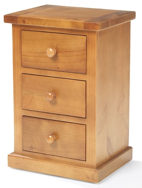 Product photograph of Churchill Waxed Pine Narrow Bedside Cabinet 39cm W With 3 Drawers from Choice Furniture Superstore.