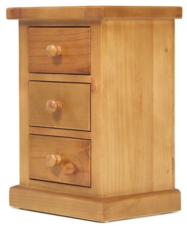 Product photograph of Churchill Waxed Pine Bedside Cabinet 3 Drawers from Choice Furniture Superstore.