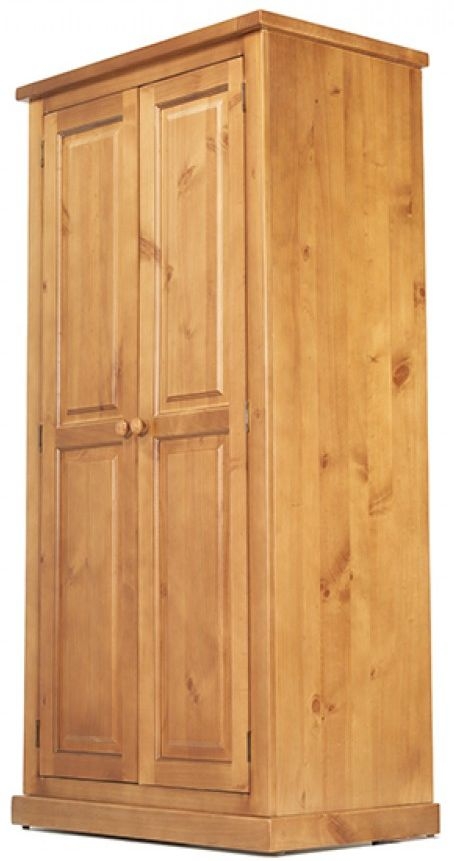 Product photograph of Churchill Waxed Pine Double Wardrobe All Hanging With 2 Doors from Choice Furniture Superstore.