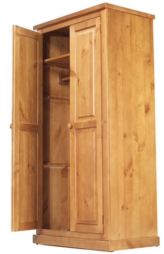 Product photograph of Churchill Waxed Pine Double Wardrobe All Hanging With 2 Doors from Choice Furniture Superstore.