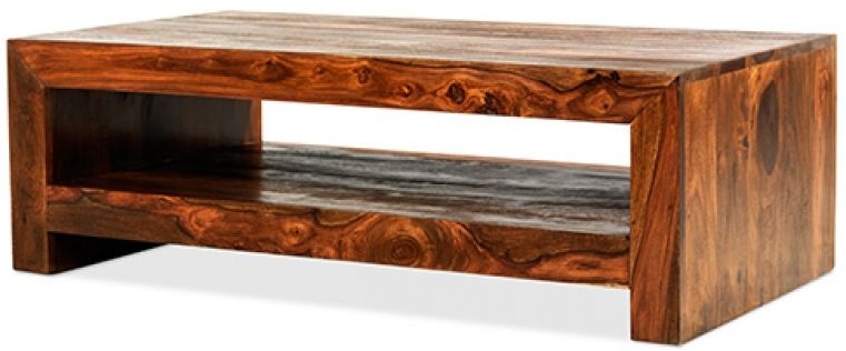 Product photograph of Cube Honey Lacquered Sheesham Contemporary Coffee Table from Choice Furniture Superstore.