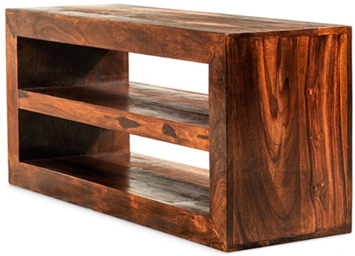 Product photograph of Cube Sheesham Open Media Unit from Choice Furniture Superstore.