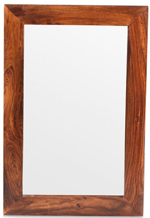 Product photograph of Cube Honey Lacquered Sheesham Rectangular Mirror - 60cm X 90cm from Choice Furniture Superstore.