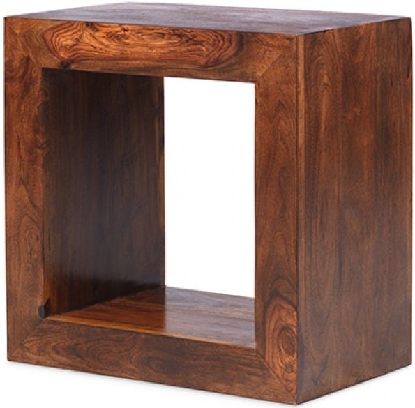 Product photograph of Cube Honey Lacquered Sheesham 1 Hole Cube from Choice Furniture Superstore.