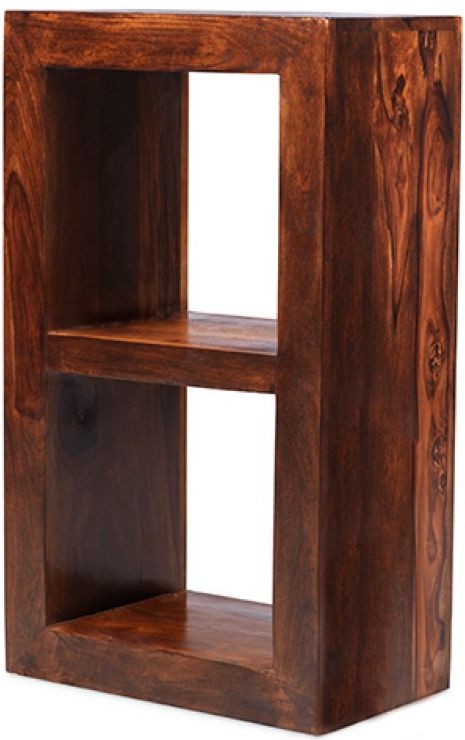 Product photograph of Cube Honey Lacquered Sheesham 2 Hole Cube from Choice Furniture Superstore.