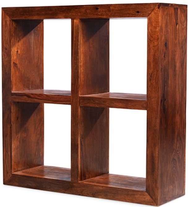 Product photograph of Cube Honey Lacquered Sheesham 4 Hole Cube from Choice Furniture Superstore.