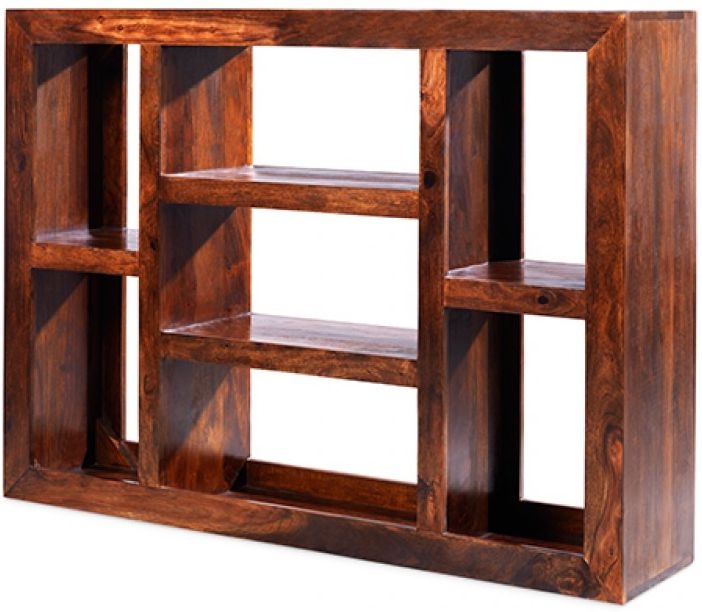 Product photograph of Cube Honey Lacquered Sheesham Large Multi Shelf from Choice Furniture Superstore.