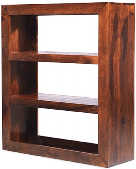 Product photograph of Cube Honey Lacquered Sheesham Multi Shelf from Choice Furniture Superstore.