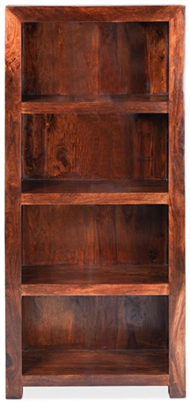 Product photograph of Cube Honey Lacquered Sheesham Bookcase 175cm H from Choice Furniture Superstore.