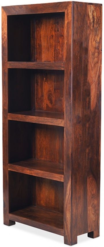 Cube Honey Lacquered Sheesham Bookcase, 175cm H