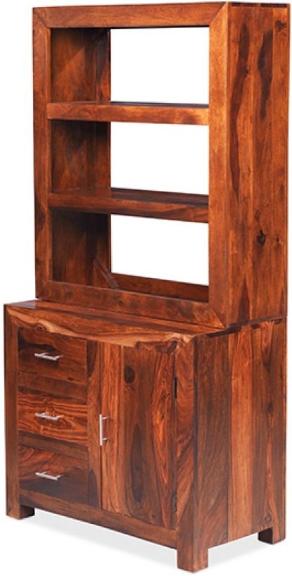 Product photograph of Cube Honey Lacquered Sheesham Dresser from Choice Furniture Superstore.