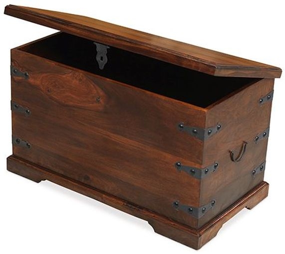 Product photograph of Indian Sheesham Solid Wood Storage Trunk Ottoman Box from Choice Furniture Superstore.