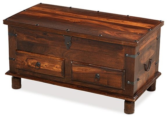 Product photograph of Indian Sheesham Solid Wood Top Opening Storage Trunk Coffee Table With 2 Drawers Storage from Choice Furniture Superstore.