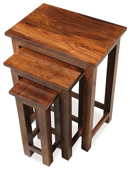 Product photograph of Indian Sheesham Solid Wood Chunky Nest Of Tables Set Of 3 from Choice Furniture Superstore.