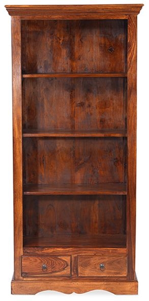 Product photograph of Indian Sheesham Solid Wood Bookcase 3 Shelves With 2 Bottom Drawers from Choice Furniture Superstore.