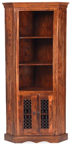 Product photograph of Indian Sheesham Solid Wood Corner Display Cabinet 85cm W from Choice Furniture Superstore.