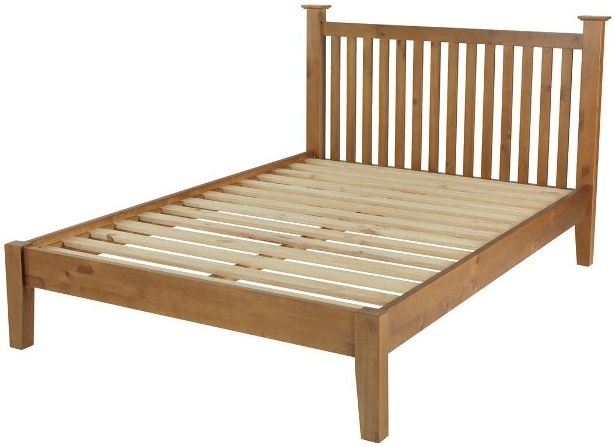 Product photograph of Henbury Lacquered Pine Bed Frame Low Foot End With Slatted Headboard from Choice Furniture Superstore.