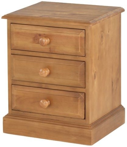 Product photograph of Henbury Lacquered Pine Narrow Bedside Cabinet 3 Drawers from Choice Furniture Superstore.