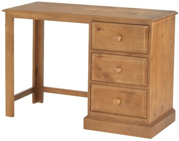 Product photograph of Henbury Lacquered Pine Dressing Table - 3 Drawers Single Pedestal from Choice Furniture Superstore.