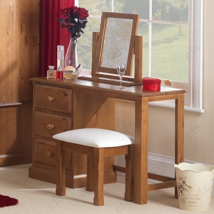Product photograph of Henbury Lacquered Pine Dressing Table Set With Stool And Mirror from Choice Furniture Superstore.