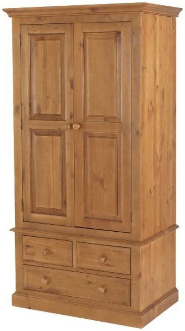 Product photograph of Henbury Lacquered Pine Double Wardrobe 2 Doors With 3 Drawers from Choice Furniture Superstore.
