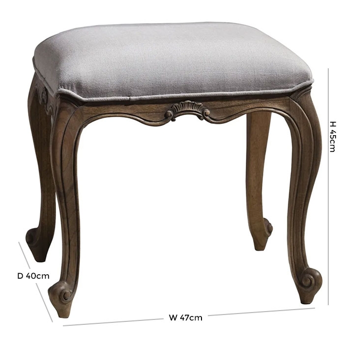 Product photograph of Chic Weathered Dressing Padded Stool from Choice Furniture Superstore.