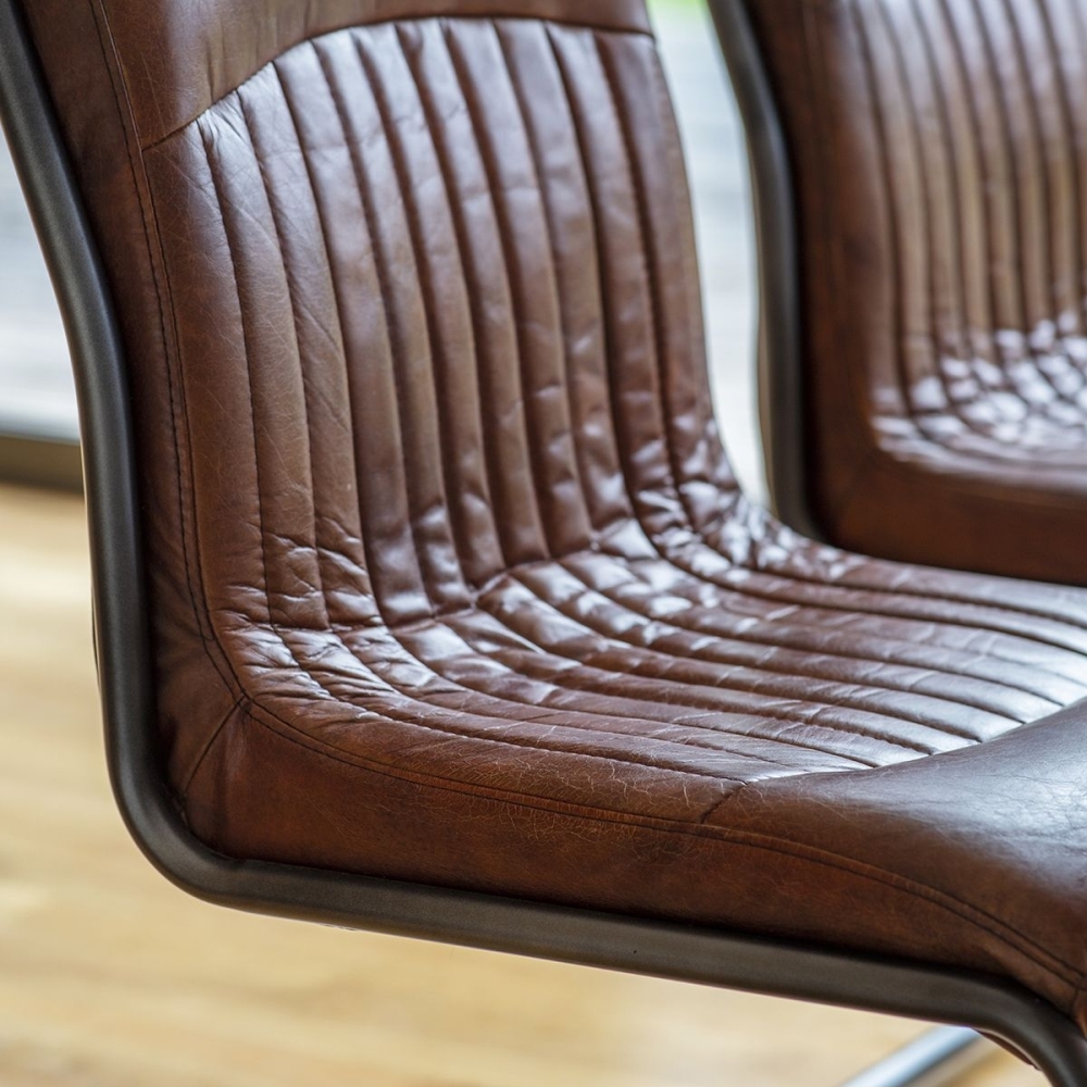 Product photograph of Set Of 2 Capri Brown Leather Dining Chair from Choice Furniture Superstore.