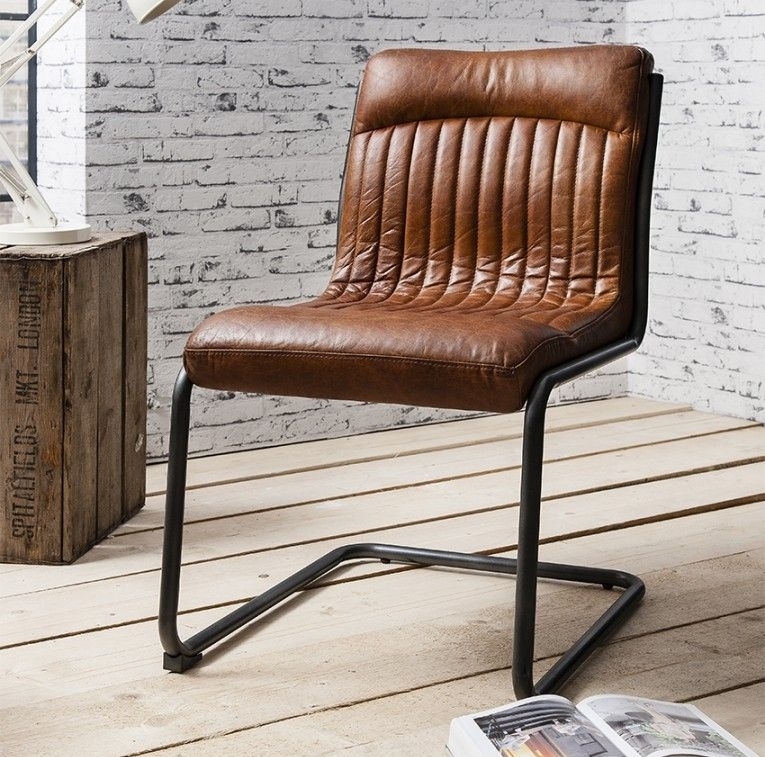 Product photograph of Set Of 2 Capri Brown Leather Dining Chair from Choice Furniture Superstore.