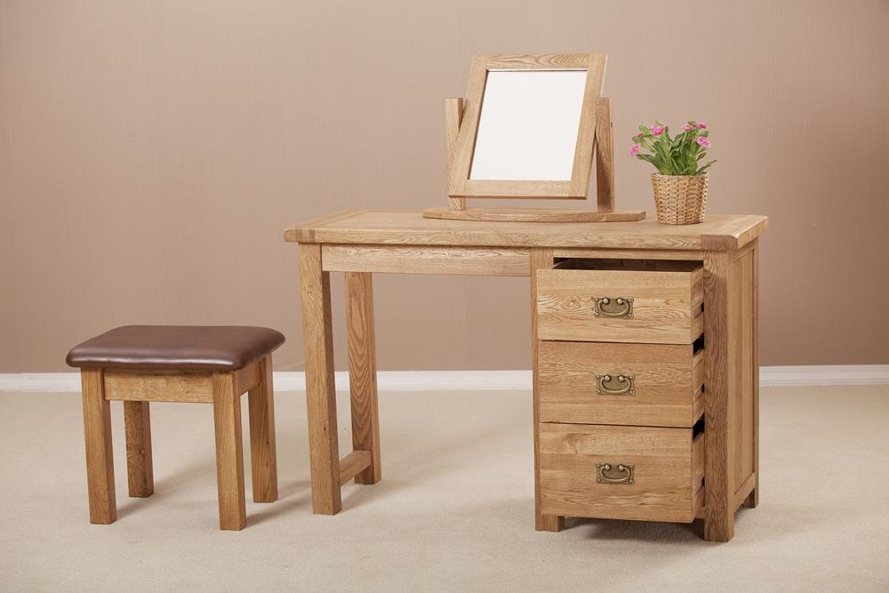 Product photograph of Kent Oak Single Pedestal Dressing Table from Choice Furniture Superstore.