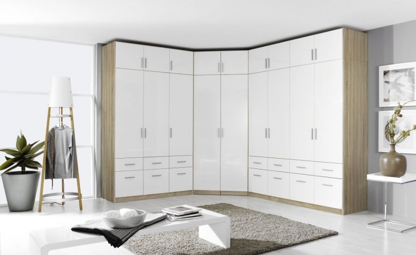 Product photograph of Celle High Gloss Corner Wardrobe from Choice Furniture Superstore.