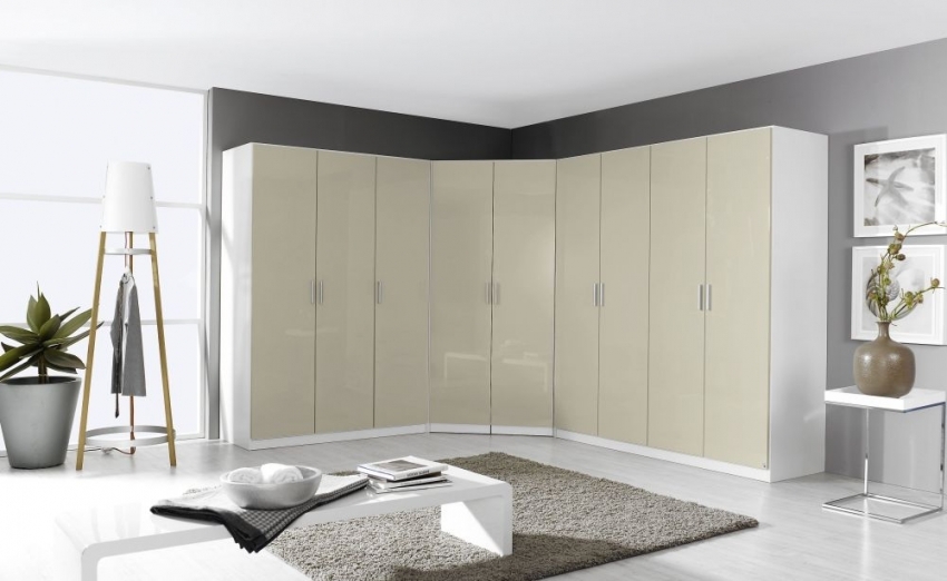 Product photograph of Celle High Gloss Corner Wardrobe from Choice Furniture Superstore.