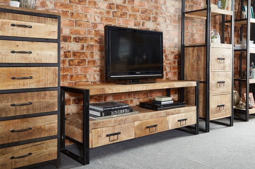 Product photograph of Cosmo Natural Wood Industrial Large Plasma Unit Upto 59inch from Choice Furniture Superstore.