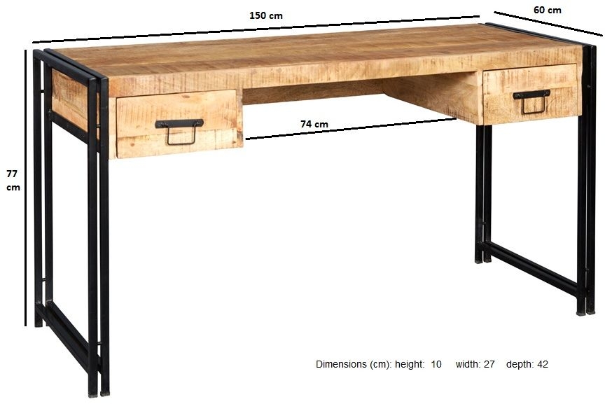 Product photograph of Cosmo Natural Wood Industrial Desk from Choice Furniture Superstore.